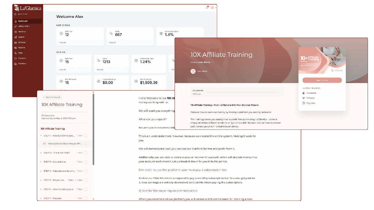 La'Glamica affiliate dashboard